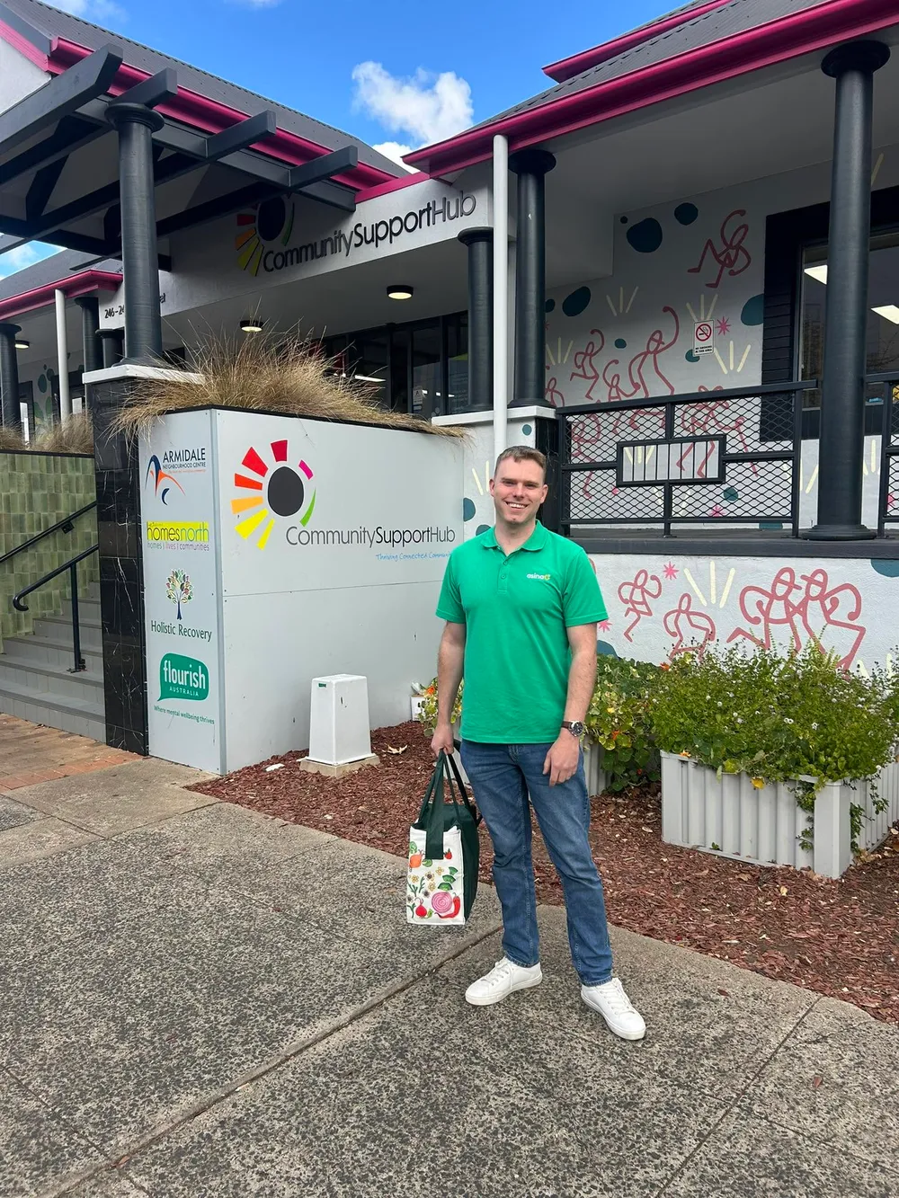 Ben Feenan outside the Community Support Hub
